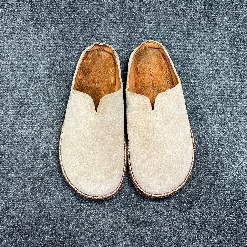 Lucky Brand Tamala Clogs Women's Size 10 Tan Suded Slip On Comfort Shoes Sneaker - Picture 3 of 11